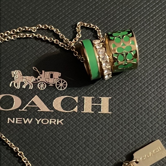 Coach Accessories - Coach gold and green necklace.